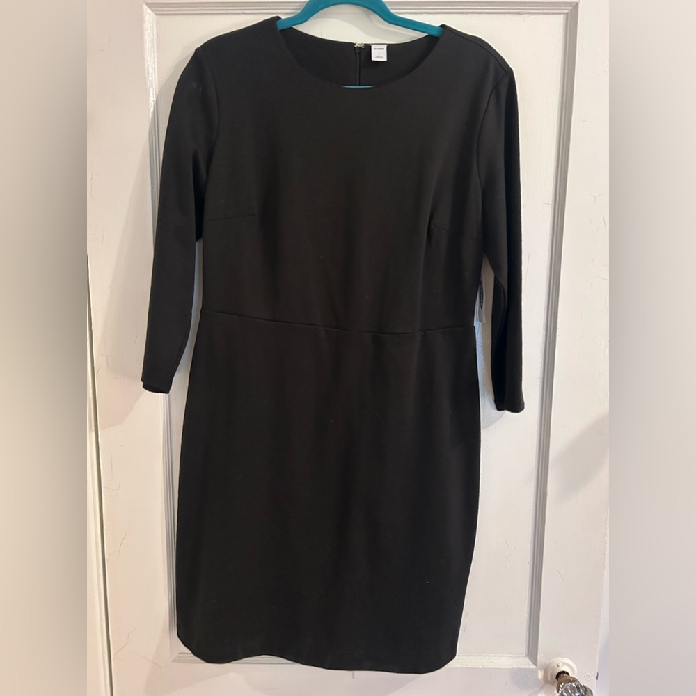 NWT Old Navy women’s large black dress 3/4 sleeve knee length workwear